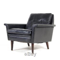 Retro Vintage Danish Leather Teak Skippers Mobler Club Easy Chair Armchair 60s