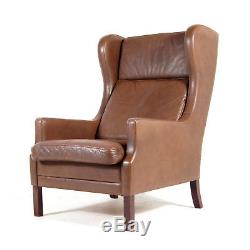Retro Vintage Danish Rosewood & Leather Wing Back Chair Armchair 70s Mogensen