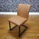 Retro Vintage Leather Metal Frame Industrial Dining Side Chair