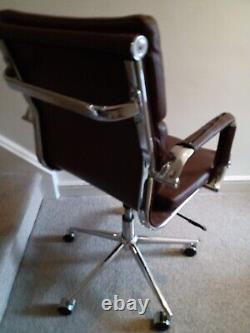 Retro office chair swivel, leather upholstery