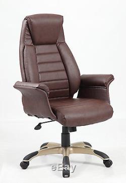 Riga Brown Leather Gull Wing Executive Chair by Eliza Tinsley