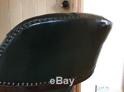 Ring Mekanikk Norway Dark Green Leather Captains Swivel Chair Chesterfield Style