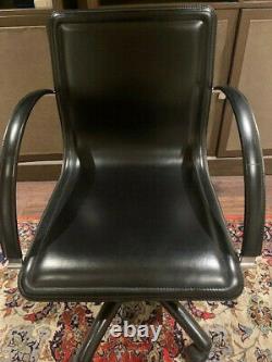 Roche Bobois Steel and Black Leather Ibiza Office Desk Arm Chair