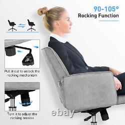 Rolling Office Chair Adjustable Swivel Faux Leather Chair Rocking Function
