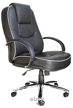 Rome 2 Black Leather Executive Managers Computer Home Office Chair Graded RK3