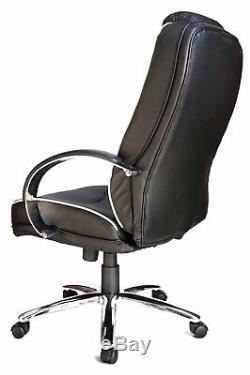 Rome 2 Black Leather Padded Executive Managers Computer Office Chair Graded 95%