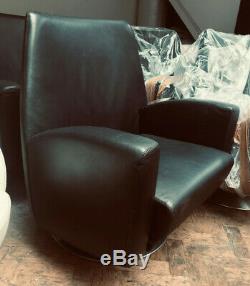 Rossi di Albizzate Ovio swivel executive armchair. Black leather polished steel