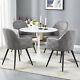 Round Dining Table And 4 Dining Chairs Set Faux Leather Armchair Kitchen Office