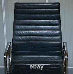 Rrp £34,000 1 Of 10 Vitra Eames Herman Miller Black Leather Swivel Office Chairs