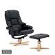 Sorento Real Leather Black Swivel Recliner Chair W Foot Stool Armchair Office