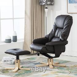 SORENTO REAL LEATHER BROWN SWIVEL RECLINER CHAIR w FOOT STOOL ARMCHAIR OFFICE