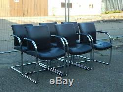 Set 6x Orangebox Wave 03 genuine leather chrome cantilever chairs meeting dining