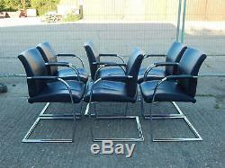Set 6x Orangebox Wave 03 genuine leather chrome cantilever chairs meeting dining
