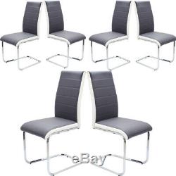 Set of 2/4/6 Dinning/Office Chairs Faux Leather Padded Room Chairs Iron Frame UK