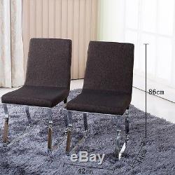 Set of 2/4/6 Faux Leather Dining Chairs High Back Chrome Legs Office Seat Gray
