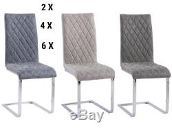 Set of 2 4 6 High Back Dining Chairs Distressed Leather Kitchen Side Office Room