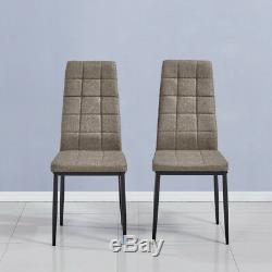 Set of 2 4 6 High Back Faux Leather Fabric Dining Chairs Furniture Office Lounge