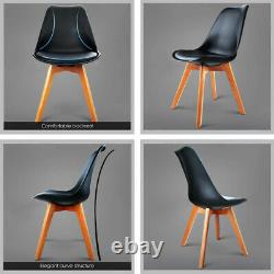 Set of 2/4 Dining Chair Tulip Chairs Wooden Legs Office Kitchen And Padded Seat