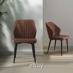 Set of 2 Dining Chairs Faux Leather Home Office Kitchen Dining Room Metal Leg