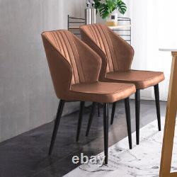 Set of 2 Dining Chairs Faux Leather Home Office Kitchen Dining Room Metal Leg
