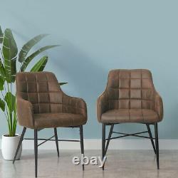 Set of 2 Dining Chairs Faux Leather Padded Metal Legs Reception Accent Armchair