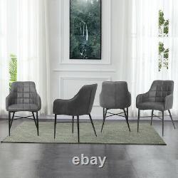 Set of 2 Dining Chairs Faux Leather Padded Metal Legs Reception Accent Armchair