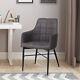 Set Of 2 Dining Chairs Grey With Arms Metal Legs Industrial Design Home Office