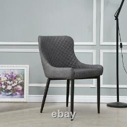 Set of 2 Dining Chairs PU Faux Leather Fabric Velvet Cover Metal Legs Restaurant