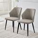 Set Of 2 Faux Leather Dining Chairs Pu Padded Metal Leg Restaurant Accent Chair