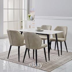 Set of 2 Faux Leather Dining Chairs Padded Metal Leg Restaurant Chair Grey/Brown
