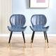 Set Of 2 Pu Leather Dining Chairs Lounge Padded Dining Room Kitchen Office Chair