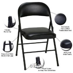 Set of 2 Padded Folding Office Chair Faux Leather Strong Metal Computer Chair