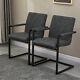 Set Of 2 Vintage Pu Leather Chairs Lounge Dining Armchairs Metal Home Office New