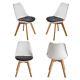 Set Of 4 Dining Chair Retro Kitchen Chairs Home Office Chairs Grey Leather Seat