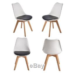 Set of 4 Dining Chair Retro Kitchen Chairs Home Office Chairs Grey Leather Seat