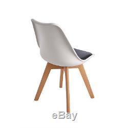 Set of 4 Dining Chair Retro Kitchen Chairs Home Office Chairs Grey Leather Seat