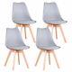 Set Of 4 Dining Chair Tulip Chairs Wooden Legs Office Kitchen Padded Seat Grey