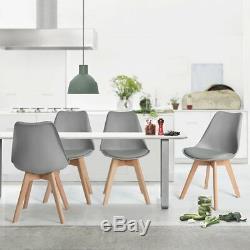 Set of 4 Retro Design Dining Chair Office Faux Leather Chair with Solid Wood Leg
