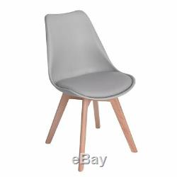 Set of 4 Retro Design Dining Chair Office Faux Leather Chair with Solid Wood Leg