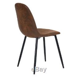 Set of 4 Suede Brown Padd Seat Living Room Dining Home Office Lounge Chairs Set