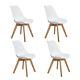 Set Of 4 Tulip Dining/office Chair With Solid Wood Oak Legs, Eggree Padded Seat