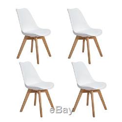 Set of 4 Tulip Dining/Office Chair with Solid Wood Oak Legs, Eggree Padded Seat