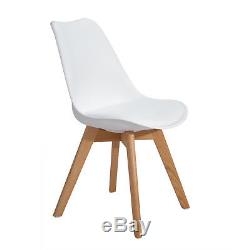 Set of 4 Tulip Dining/Office Chair with Solid Wood Oak Legs, Eggree Padded Seat