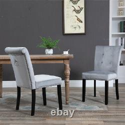 Set of 4 Velvet Dining Chairs Knocker Back Office Chair Upholstered Kitchen Grey