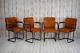 Set Of 4 Vintage Style Leather Retro Industrial Cafe Bar Office Arm Chairs