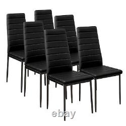 Set of 6 Black Dining Chairs Set Padded Seat Metal Legs Kitchen Home Furniture N