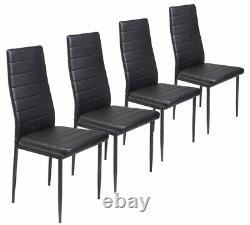 Set of 6 Black Dining Chairs Set Padded Seat Metal Legs Kitchen Home Furniture N