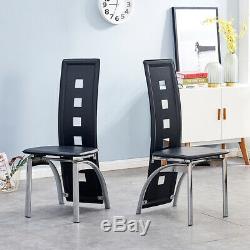 Set of 6 Dining Chairs Faux Leather Chrome Legs Black Home Office Dinning Room