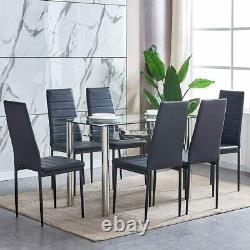 Set of 6 Dining Chairs Set Padded Seat Metal Legs Kitchen Home Furniture Black