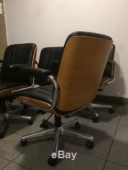 Set of 6 Gordon Russell Eames style leather ply shell office desk chairs